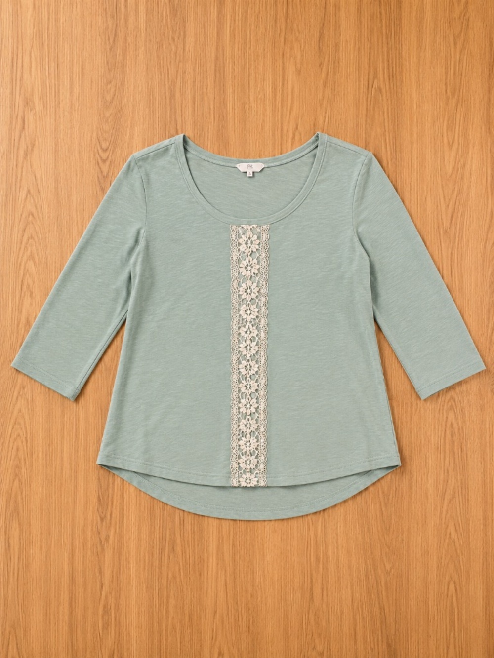 entrenddeen Sage Green Crochet Lace Tunic Top Women's Large Boho